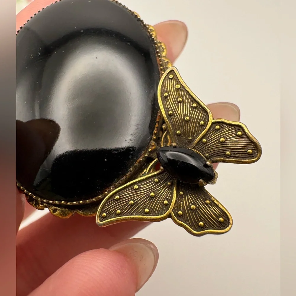 Vintage Original by Robert Black Glass Butterfly Brooch Pendant - Picture 7 of 8